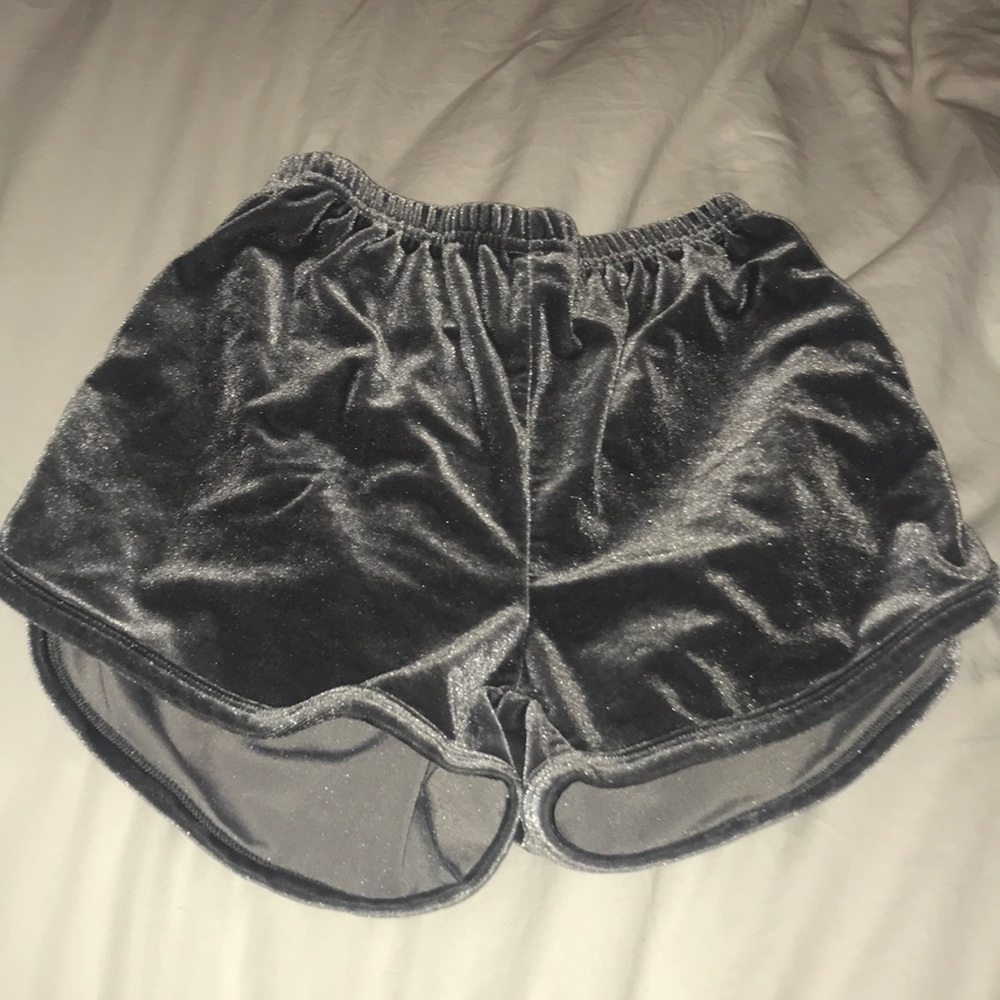 Gray velvet shorts